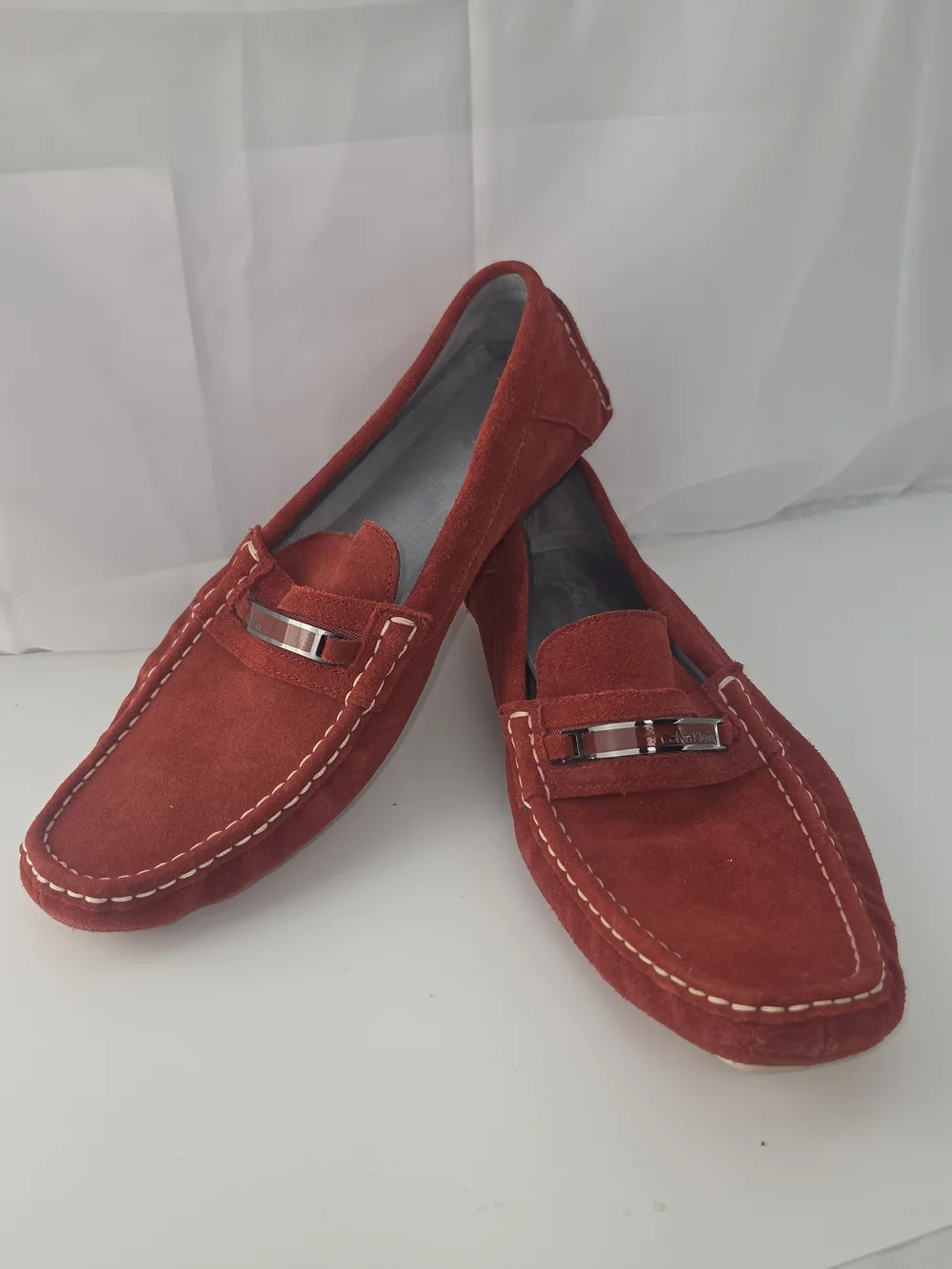 Calvin Klein Damion Men's Red Suede Slip-On Loafers Slippers